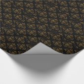 Elegance Black and Gold Damask Geschenkpapier (Ecke)