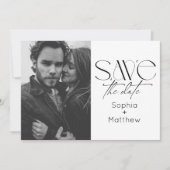 Elegance Black and White Wedding Photo Save The Date (Vorderseite)
