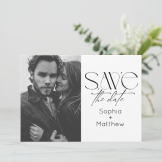 Elegance Black and White Wedding Photo Save The Date