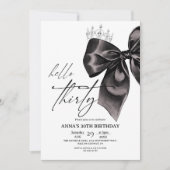 Elegance Black Bow 30. Geburtstag Einladung (Vorderseite)
