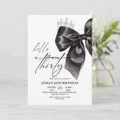 Elegance Black Bow 30. Geburtstag Einladung (Stehend Vorderseite)