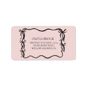 Elegance Black Bow Bridal Shower Adressaufkleber (Vorne)