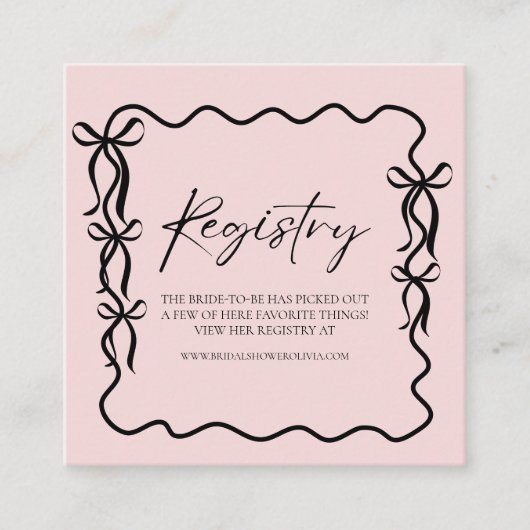 Elegance Black Bow Bridal Shower Begleitkarte (Vorderseite)