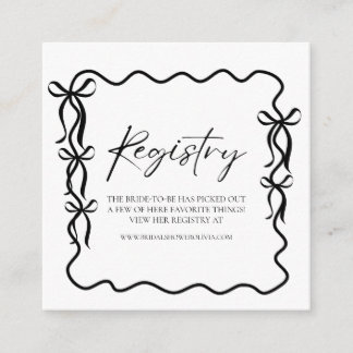 Elegance Black Bow Bridal Shower Begleitkarte
