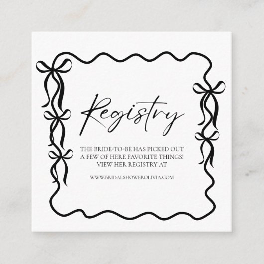 Elegance Black Bow Bridal Shower Begleitkarte (Vorderseite)