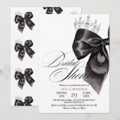 Elegance Black Bow Bridal Shower Einladung (Vorne/Hinten)