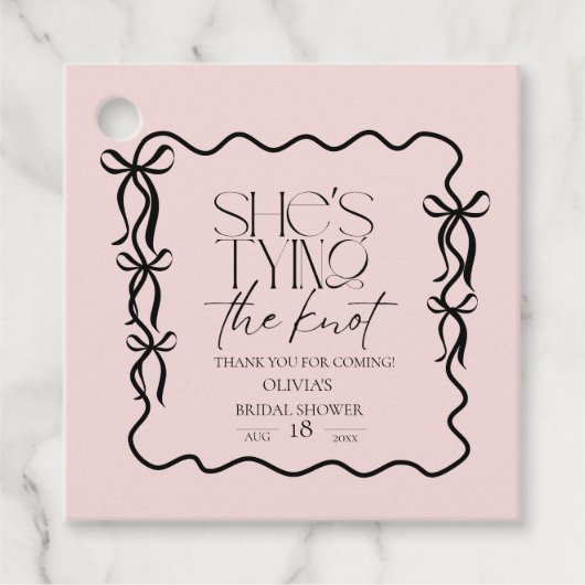 Elegance Black Bow Bridal Shower Geschenkanhänger (Vorderseite)