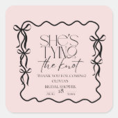 Elegance Black Bow Bridal Shower Quadratischer Aufkleber (Vorderseite)