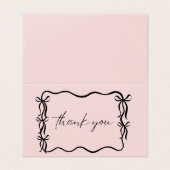 Elegance Black Bow Bridal Shower Thank You Card (Außenseite Aufgefaltet)