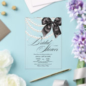 Elegance Black Bow Pearls Bridal Shower Acrylic Acryleinladungen (In Situ (Hochzeit))