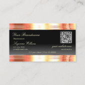 Elegance Black Rose Gold Borders Logo und QR Code Visitenkarte (Rückseite)