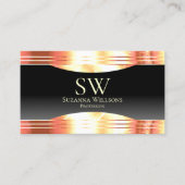 Elegance Black Rose Gold Borders Monogram Foto Visitenkarte (Vorderseite)