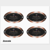 Elegance Black Shiny Rose Gold Logo-Label Ovaler Aufkleber (Blatt)