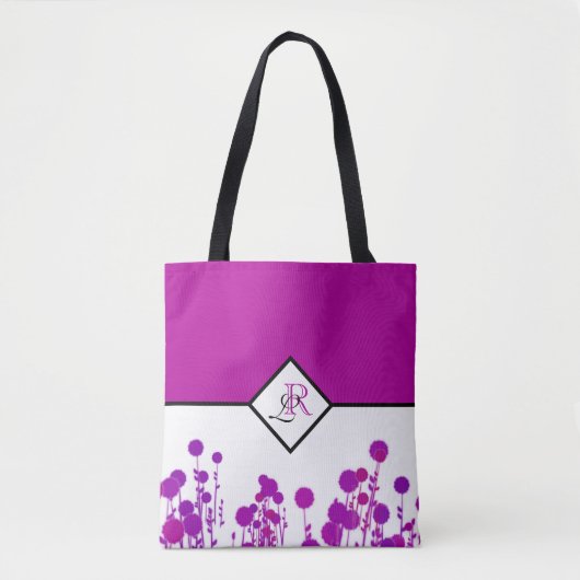Elegance Blooms: Personalisierte Monogramm-Tasche Tasche (Vorderseite)