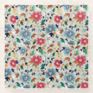 Elegance Blooms: Vintager Hintergrund Glasuntersetzer