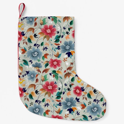 Elegance Blooms: Vintager Hintergrund Kleiner Weihnachtsstrumpf (Vorderseite)