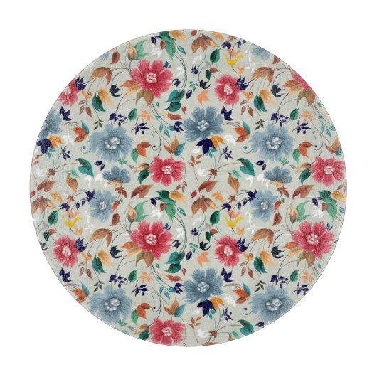 Elegance Blooms: Vintager Hintergrund Schneidebrett (Vorderseite)