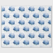 Elegance Blue Peony Botanical Wrapping Paper Geschenkpapier (Flach)
