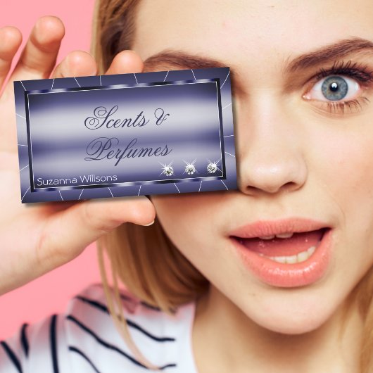 Elegance Blue Stilvoll mit Imitate Diamonds and Fo Visitenkarte