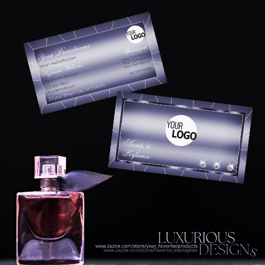 Elegance Blue Stylish Noble mit Diamanten und Logo Visitenkarte