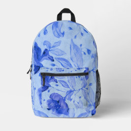 Elegance Blue Watercolor Floral Pattern Rucksack |