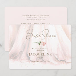 Elegance Blush Rose Wedding Dress Brautparty Einladung