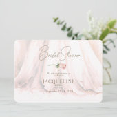 Elegance Blush Rose Wedding Dress Brautparty Einladung (Stehend Vorderseite)