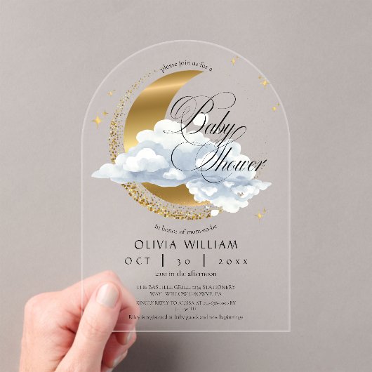 Elegance Celestial Baby Shower Gender neutral Acryleinladungen (Insitu (Handheld))