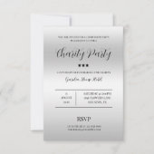 Elegance & Class Silver Wohltätigkeit Party Einladung (Vorderseite)