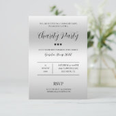 Elegance & Class Silver Wohltätigkeit Party Einladung (Stehend Vorderseite)