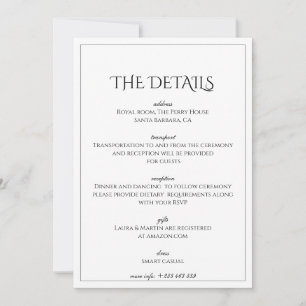 Elegance Classic Text basiert auf den Details Einladung