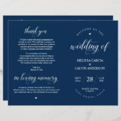 Elegance Classy Wedding Zeremony Foldable Programm (Vorne/Hinten)