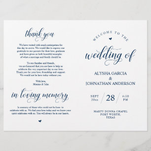 Elegance Classy Wedding Zeremony Foldable Programm