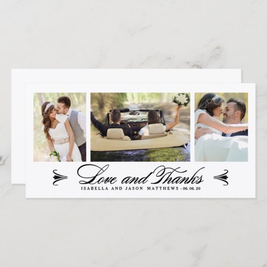 Elegance Collage | Hochzeitsdanken - Fotokarte Dankeskarte (Vorne/Hinten)