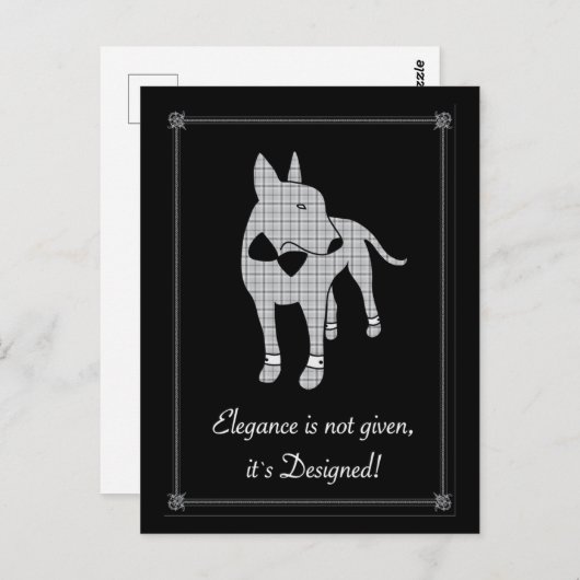 Elegance English Bull Terrier Black Krawatte Art Postkarte (Vorne/Hinten)