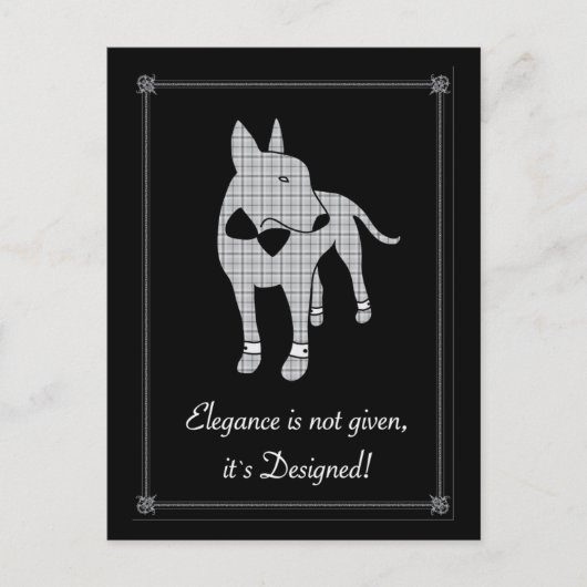 Elegance English Bull Terrier Black Krawatte Art Postkarte (Vorderseite)
