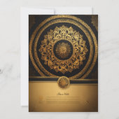 Elegance Enthüllt: Golden & Black Mandala Art Wedd Save The Date (Rückseite)