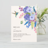 Elegance floral bird wedding  einladung (Stehend Vorderseite)