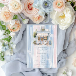 Elegance French Cafe Baby Shower Einladung