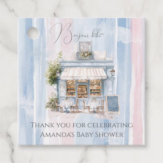 Elegance French Cafe Baby Shower Geschenkanhänger (Vorderseite)