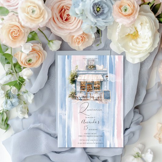 Elegance French Cafe Birthday Einladung