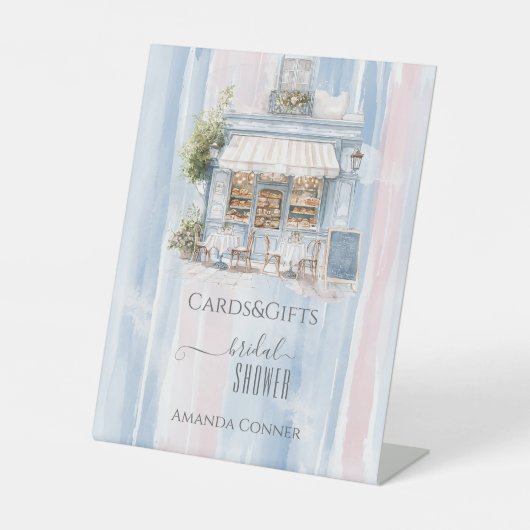 Elegance French Cafe Brautparty Geschenk Sockelschild (Vorderseite)