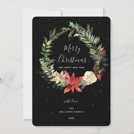 Elegance Frohe Weihnachtsfeier Black Golden Card Dankeskarte (Vorderseite)