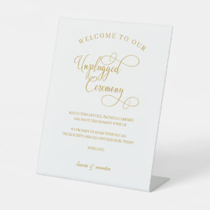 Elegance Gold Script Unplugged Zeremonie Sockelschild