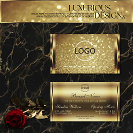 Elegance Golden Shimmer glänzend Glitzer und Logo Visitenkarte