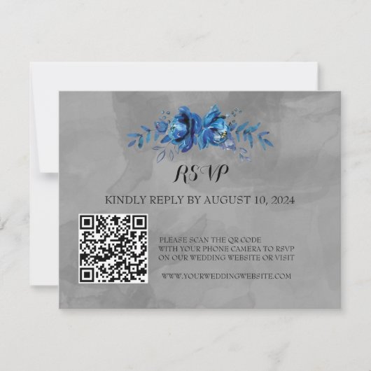 Elegance in Bloom: QR-Code-UAWG RSVP Karte (Vorderseite)