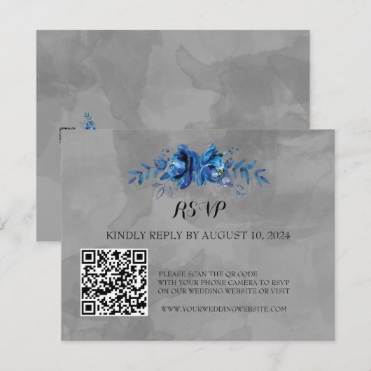 Elegance in Bloom: QR-Code-UAWG RSVP Karte (Vorne/Hinten)