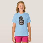 "Elegance in Ebony: Black Gitar Print T - Shirt" T-Shirt (Vorne ganz)