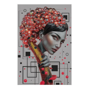 Elegance in Linien: 3D Tiefe eines weiblichen Seit Poster