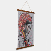 Elegance in Linien: 3D Tiefe eines weiblichen Seit Wandteppich Mit Holzrahmen (Gewinkelt)